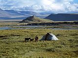 19 Nomad Tent On Tingri Plain With Tingri Village Behind In 1998 A nomad camps on the Tingri plain with the village of Tingri behind in 1998.